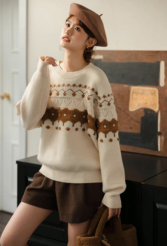 Suéter Fair Isle color canela