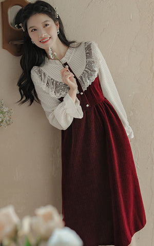 Lace High Neck Sweater Dress