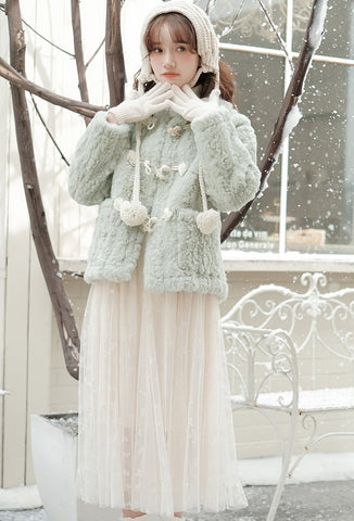 Abrigo de piel con botones Little Rose