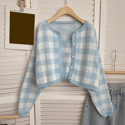 Gingham Cropped Cardi & Cami Set