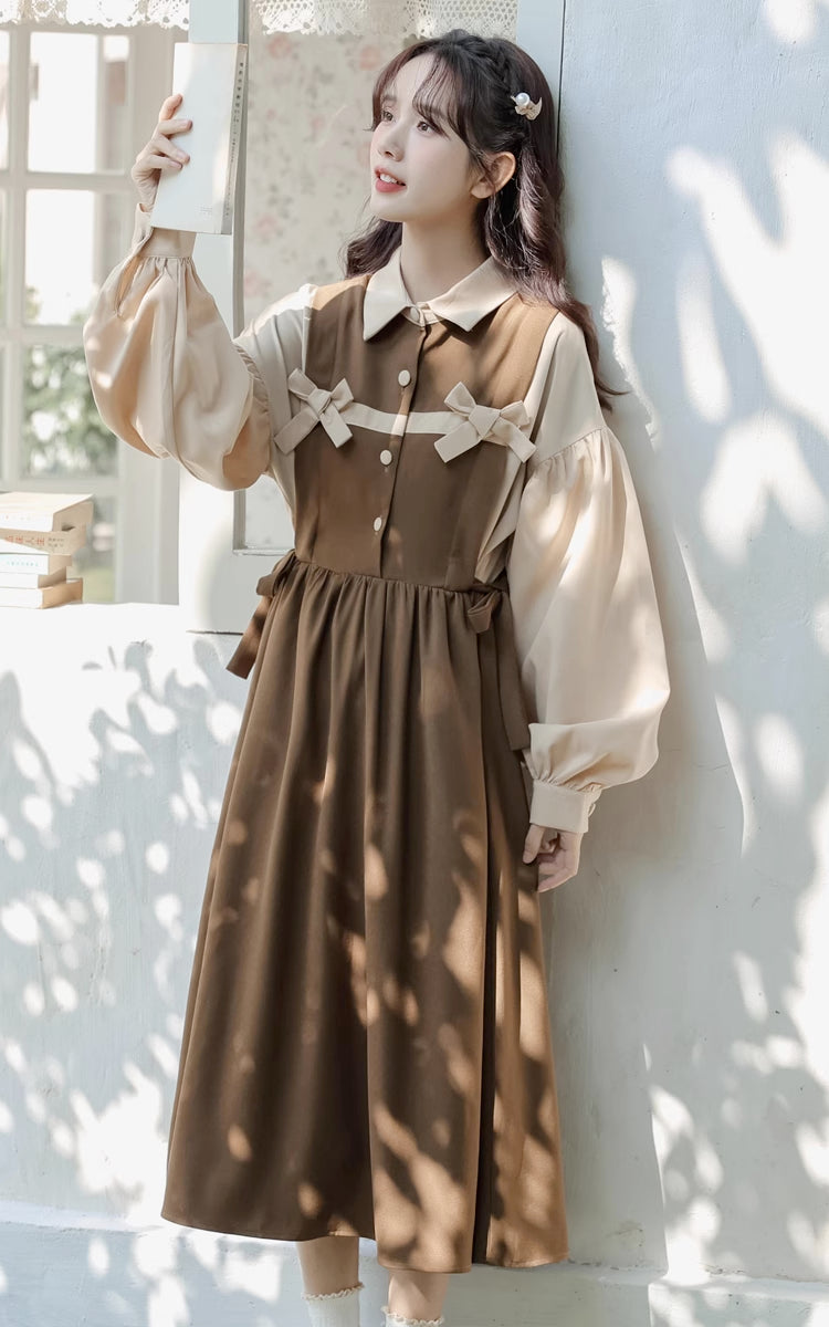 Cocoa Bows Twofer Midi Dress