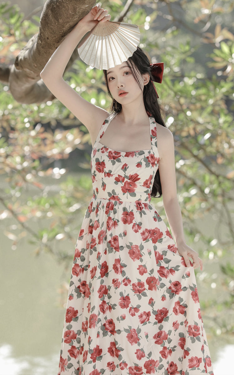 Retro Rose Midi Dress