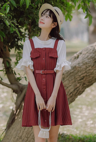 Vestido mini de rayas con botones
