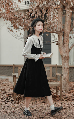 Lace High Neck Sweater Dress