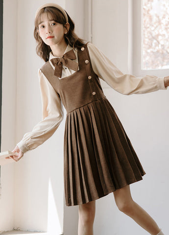 Varsity Pleated Twofer Dress