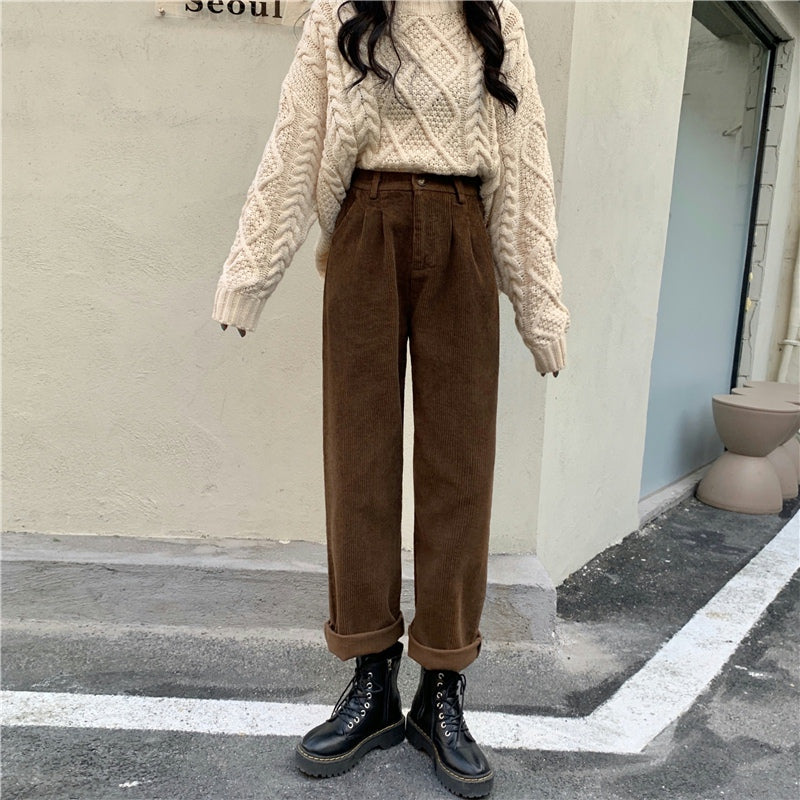 Pleated Corduroy Pants