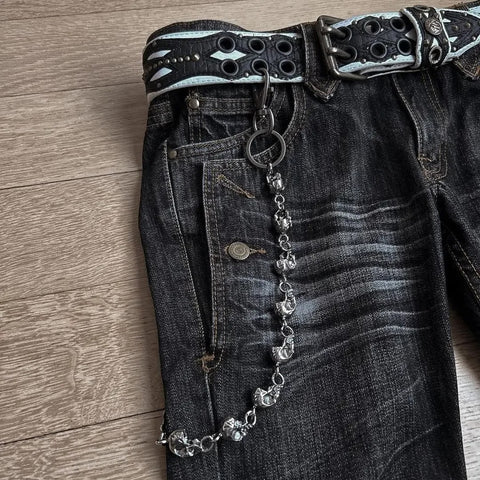 High Waist Vintage Butterfly Embroidered Pattern Jeans Pants