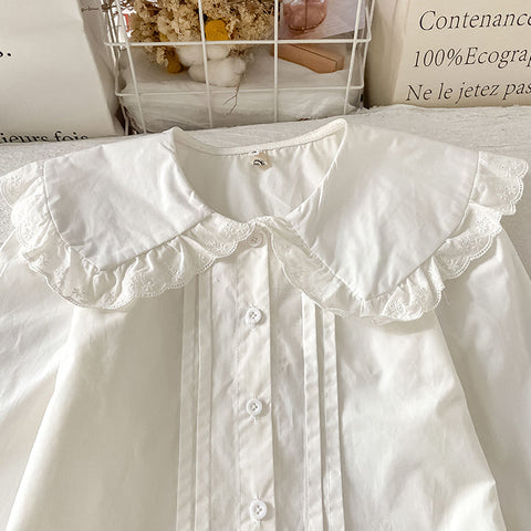 Hemd mit plissiertem Peter-Pan-Kragen und Knopfleiste