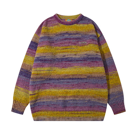 Vintage Color Block Striped Knit Sweater