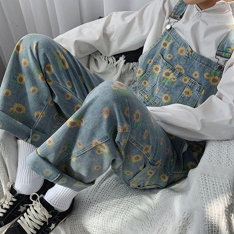 Sonnenblumen-Jeans-Overall