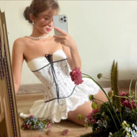 y2k Aesthetic Lace Tops Dark Academia Clothes Ruffles V Neck Sleeveless Camisole 2000s Gothic Clothing Streetwear