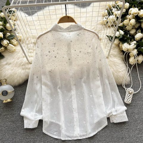 Sheer Starry Button Up Shirt