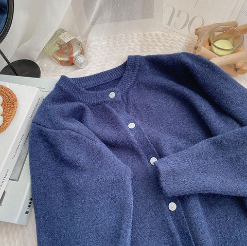 Basic-Cardigan mit Rundhalsausschnitt