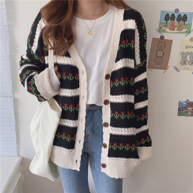 Floral Stripe Cardigan