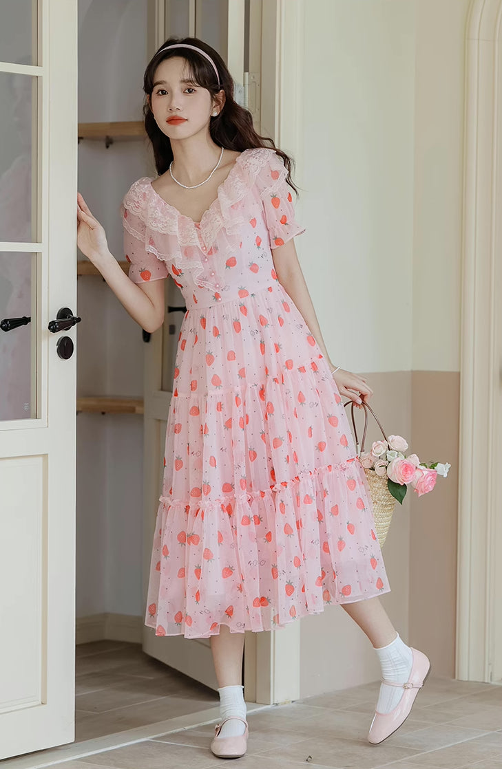 Strawberry Girl Midi Dress