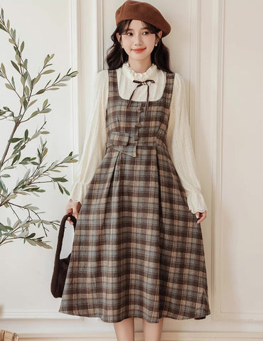 Mint Mocha – Kariertes Twofer-Midikleid