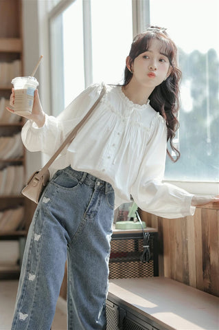 Essential Ruffle Trim Blouse