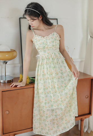 Vestido camisola con estampado de jardín de acuarela