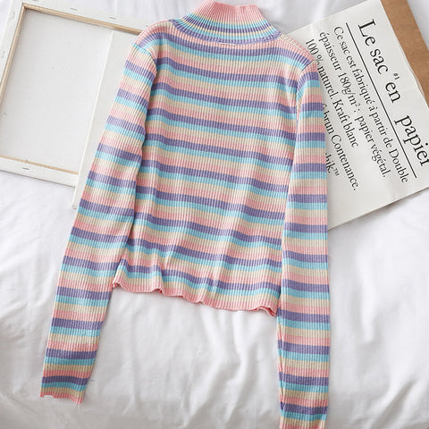 Rainbow Mock Neck Sweater