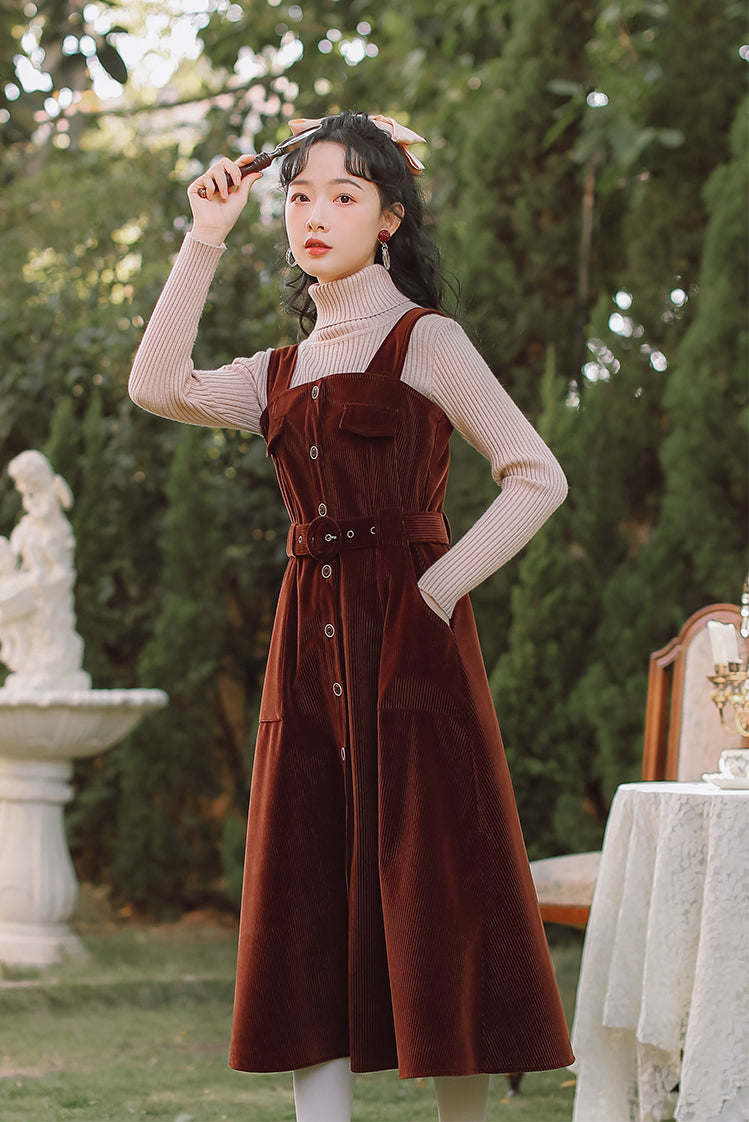 Corduroy Button Up Midi Dress