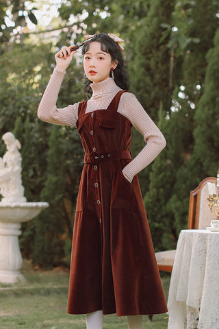 Corduroy Button Up Midi Dress