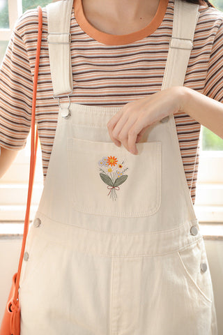 Flower Bouquet Short Overalls