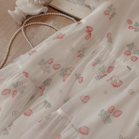 Strawberry Bunny Tiered Dress
