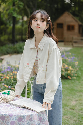 Personal Garden Embroidered Denim Jacket