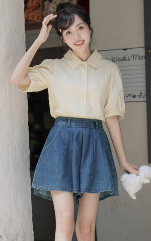 Flared Denim Shorts