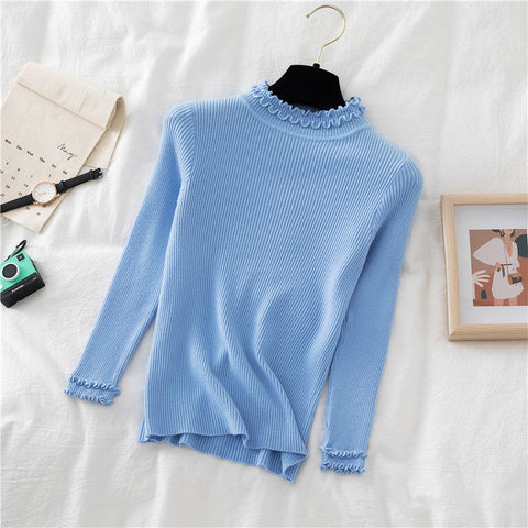 Basic Frilly Mock Neck Sweater