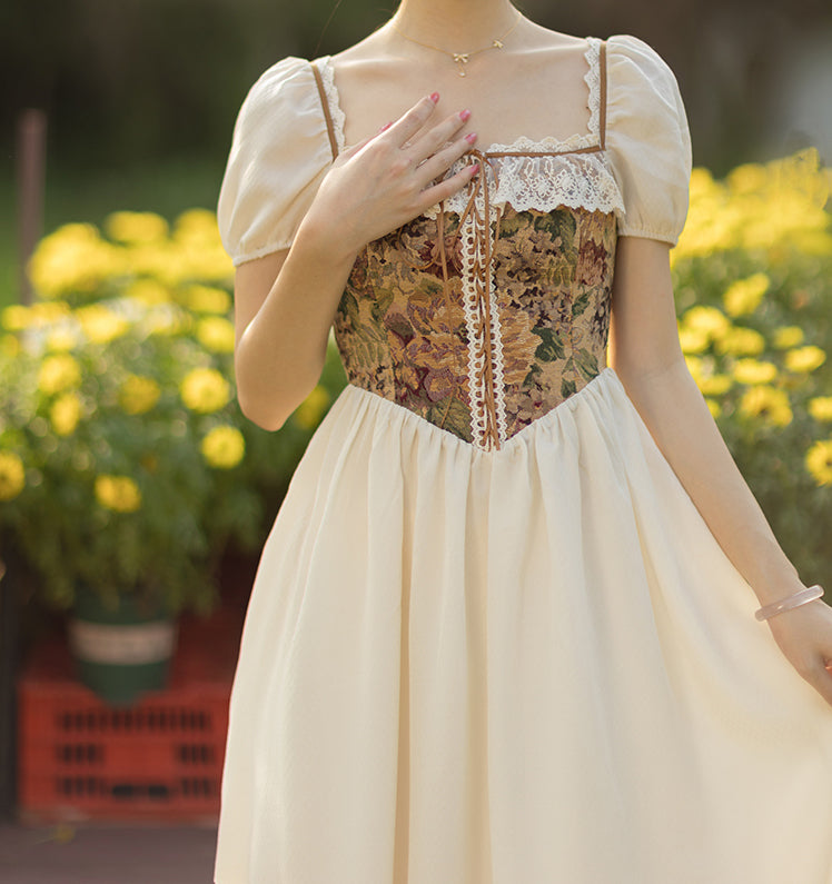 Rustic Floral Countryside Midi Dress