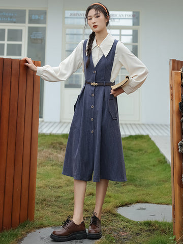 Traveller's Pinafore-Set mit Nadelstreifen