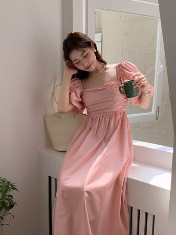 Basic Puff Sleeve Maxi Dress