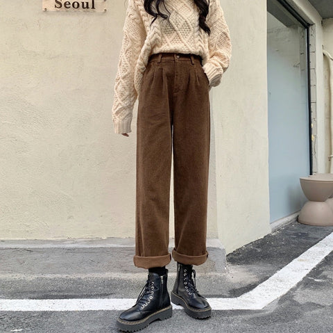 Pleated Corduroy Pants