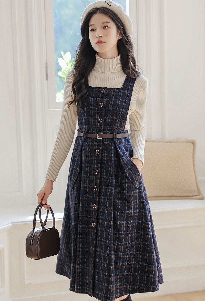 Vestido estilo pichi a cuadros con botones
