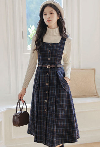 Vestido estilo pichi a cuadros con botones