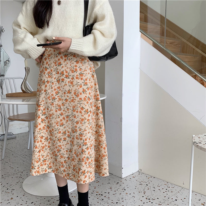 Fall Florals Midi Skirt