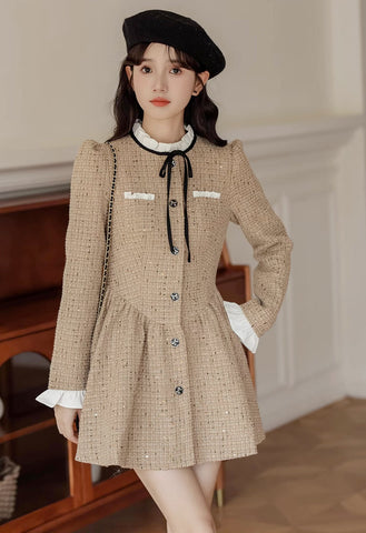 Latte Tweed-Minikleid