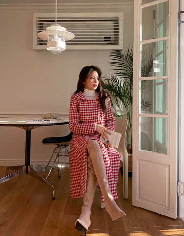 Candy Cane Gingham Dress Coat