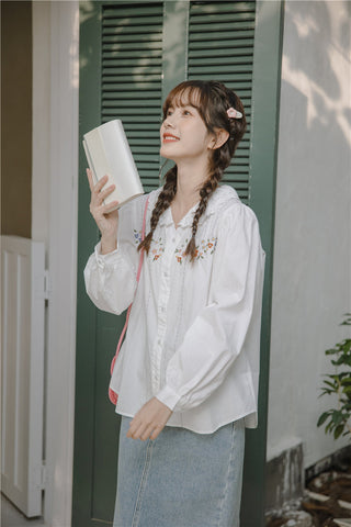 Falling Florals Embroidered Blouse