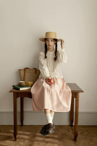 Ruffle Broderie Trim Blouse