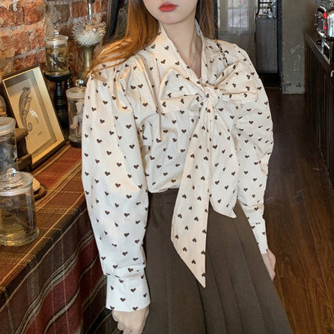 Little Hearts Tie Up Blouse