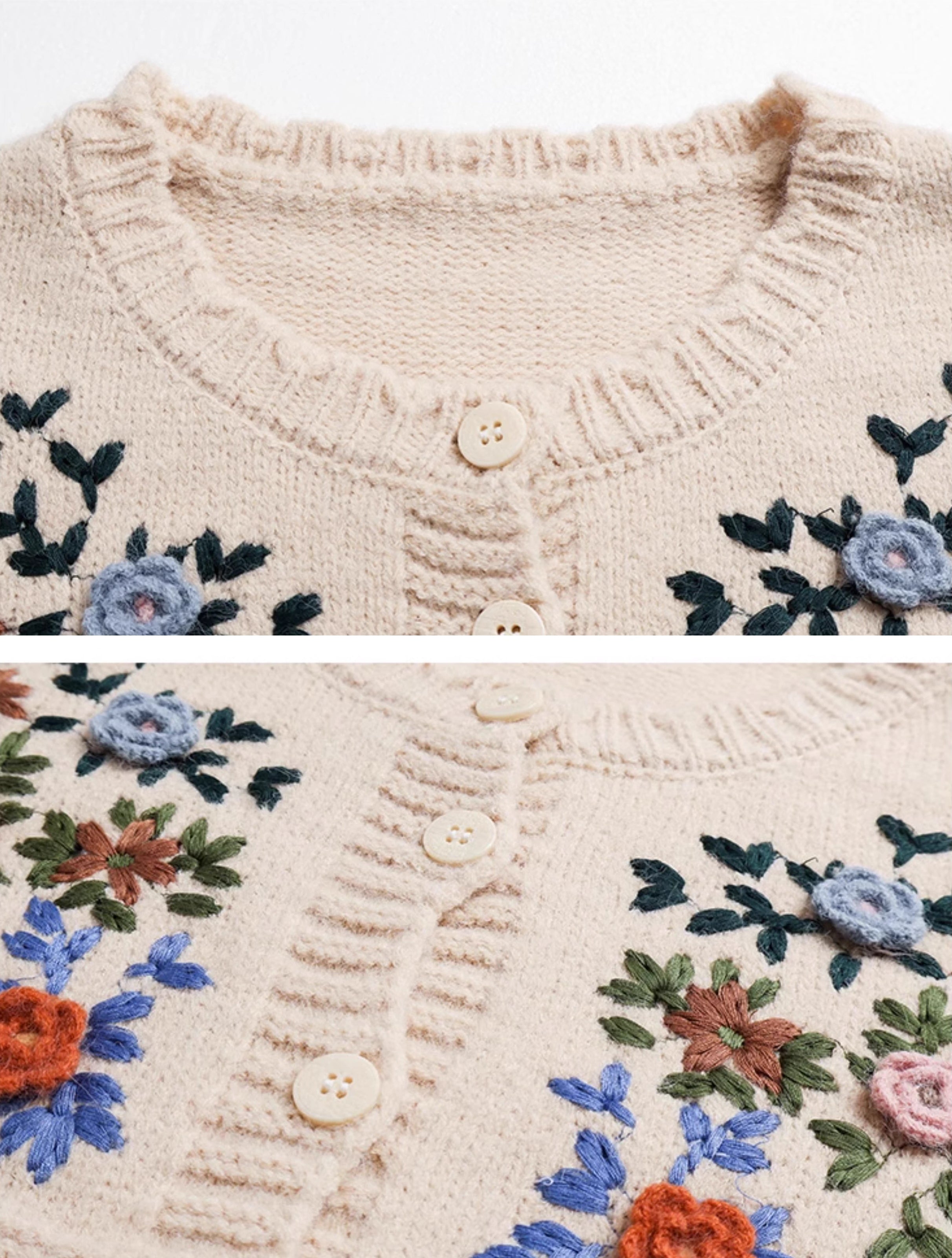 Grandma's Autumn Floral Embroidered Cardigan