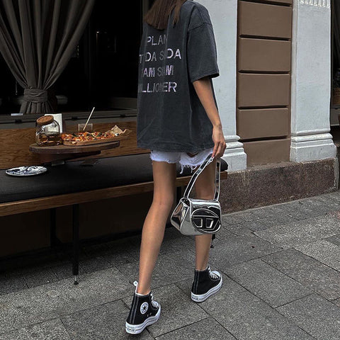 Loose Streetwear Cotton Diamond T shirt Casual Tee Clothing