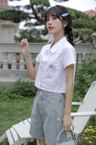 Saturn Embroidered Shorts