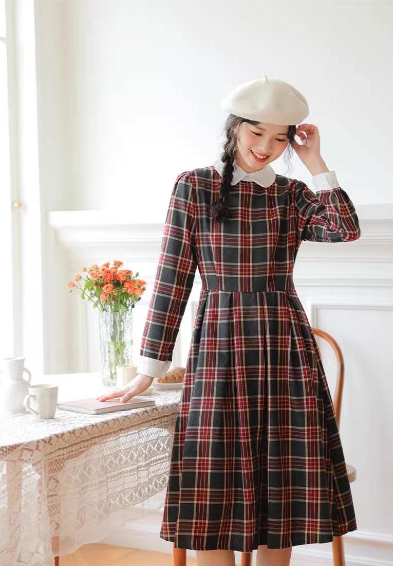 Festive Plaid Midi Dress