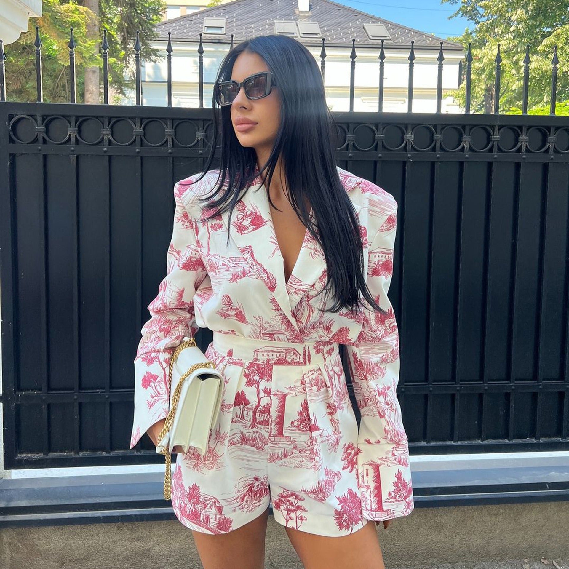 A two-piece set of stylish printed shorts