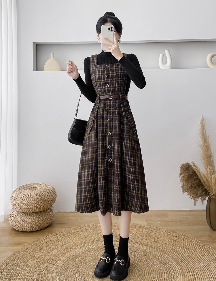 Vestido estilo pichi a cuadros con botones