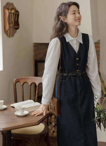 Denim Midi Pinafore