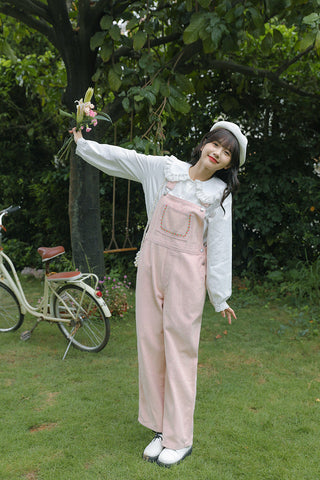 Denim-Overall mit Daisy Chain-Stickerei